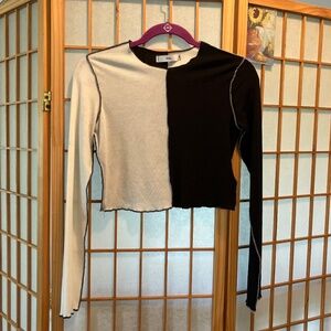 Adika M LS Black & White Checkerboard Crop Top